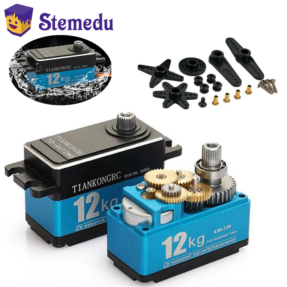 Rc Hobby Models - デジタルカーサーボ,TD-9412MG高トルクカーボンブラシ,180, 270, 360度モーター,ショートモデル,1:10, 1:8 rcカーロボット用,12kg