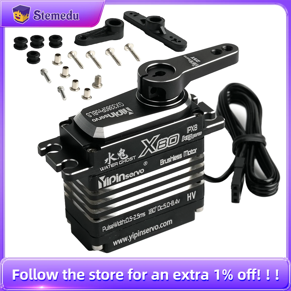 Rc Hobby Models - デジタルブラシレスサーボモーター,すべて金属製,防水,ip67,5.0-8.4v,高トルク,カーロボットrcモデル用,工業用グレード,80kg