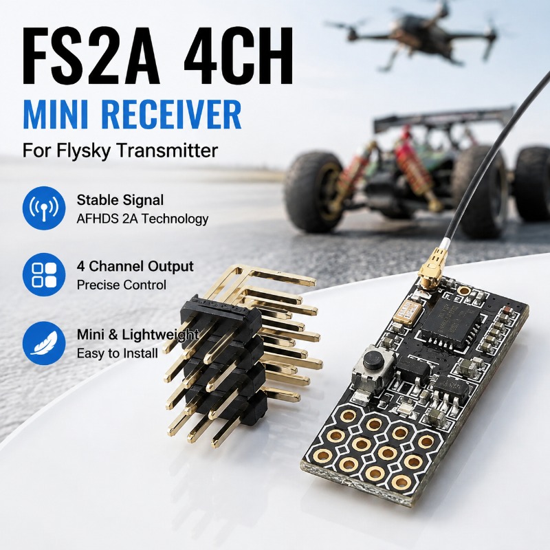 Rc Hobby Models - FS FS2A-4CH 4チャンネルPWM受信機 4CH無線RXモジュール 固定翼RC航空機 ラジコン模型